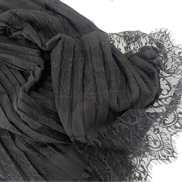 Adiva Pleated Lace Midi Skirt in Black NWT - Picture 6 of 6